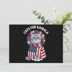 Kat for Kamala Cat Flowers American USA flagga 202 Inbjudningar