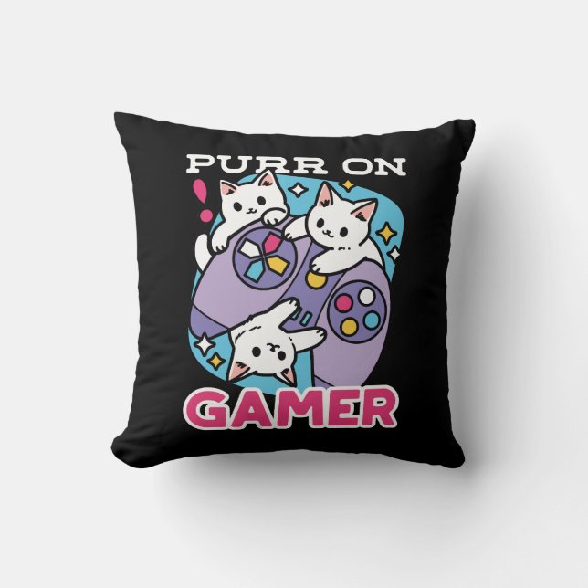 Kat Gamer Design - Purr On Gamer Joystick Art Kudde (Framsida)