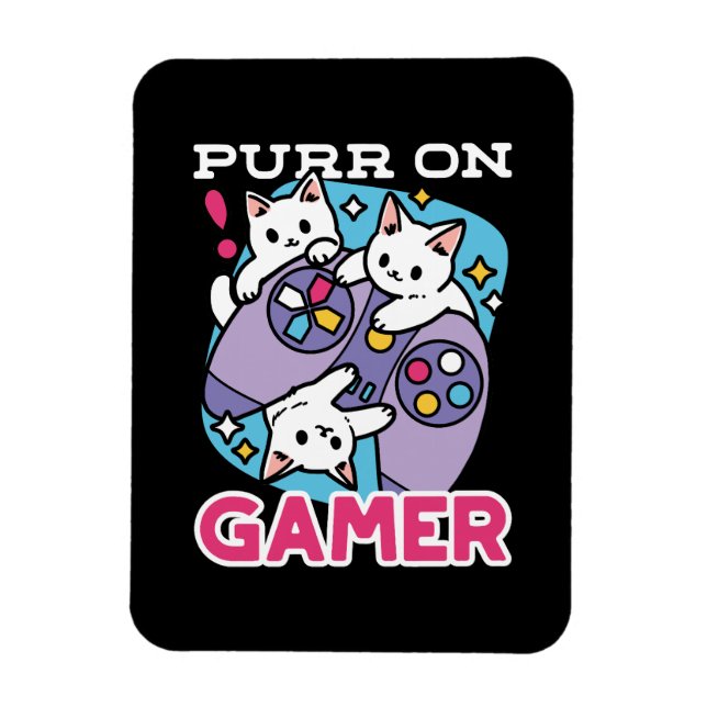 Kat Gamer Design - Purr On Gamer Joystick Art Magnet (Vertikal)
