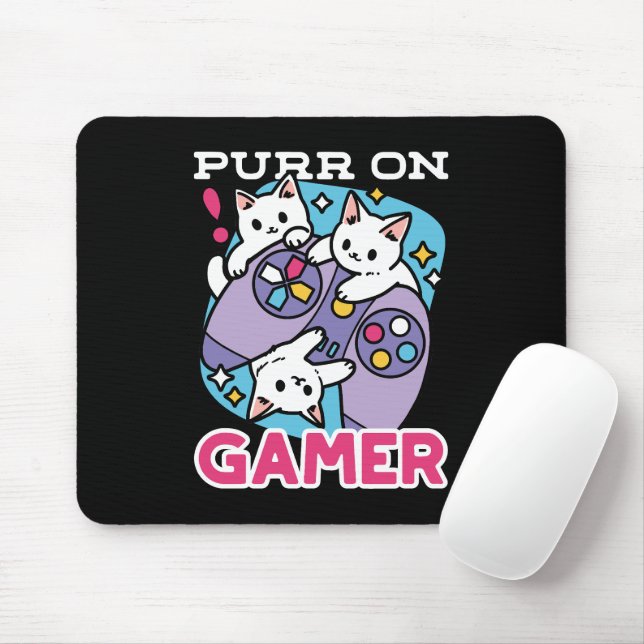 Kat Gamer Design - Purr On Gamer Joystick Art Musmatta (Med mus)