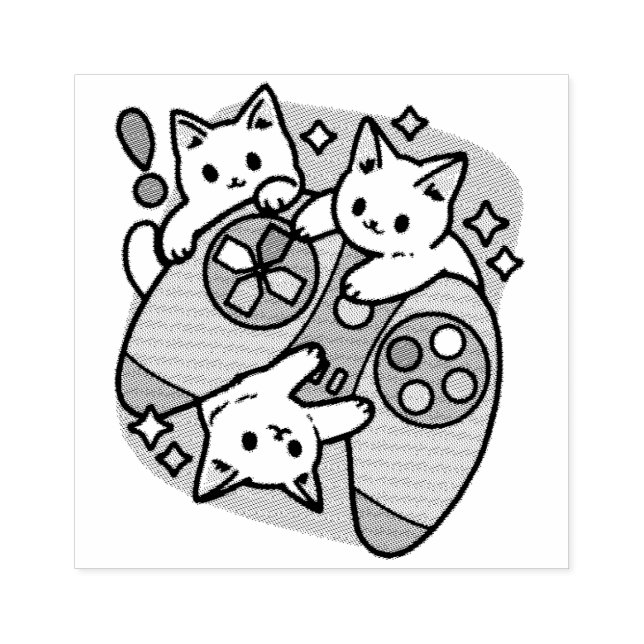 Kat Gamer Design - Purr On Gamer Joystick Art Stämpel (Tryck)
