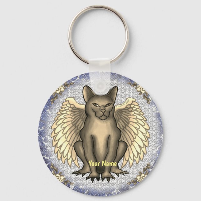 Kat gargoyle Keychain Nyckelring (Framsida)