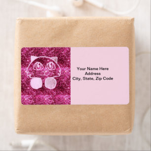 Kat Glitter Rosa-etiketter Fraktsedel
