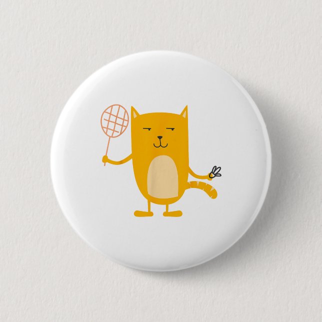Kat Graphic Badminton Player Shuttle Sports Smash Knapp (Framsida)