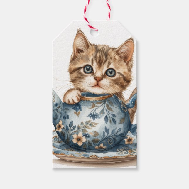 Kat-hälsningskort Presentetikett (Framsidan)