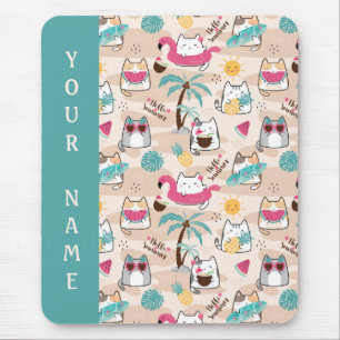 Kat Hej Sommar Beach Kattunge Vacation Mouse Pad Musmatta