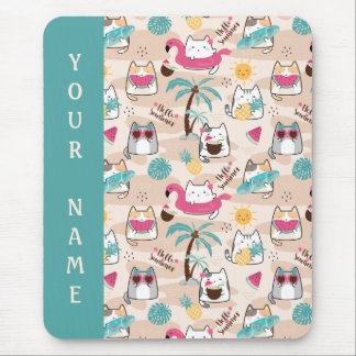 Kat Hej Sommar Beach Kattunge Vacation Mouse Pad Musmatta