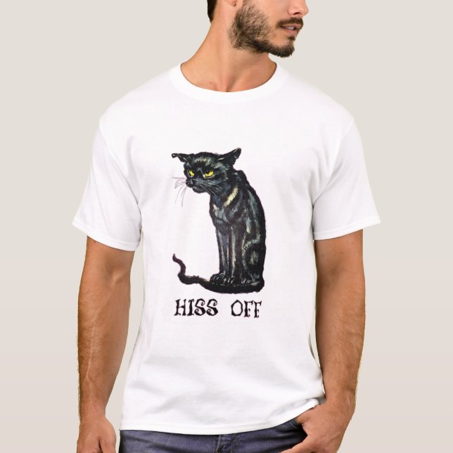 Kat Hiss Av - Lilla Svart katt T-Shirt (Framsida)