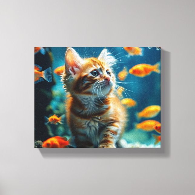 Kat i akvarium canvas art (Framsida)
