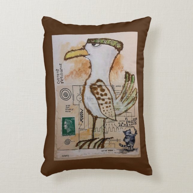 Kat i arbete prydnadskudde (Framsidan(Vertikal))