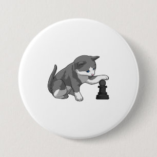 Kat i Chess med Chess biet Bishop Knapp