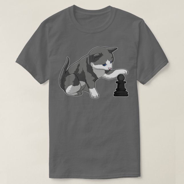 Kat i Chess med Chess biet Bishop T Shirt (Design framsida)