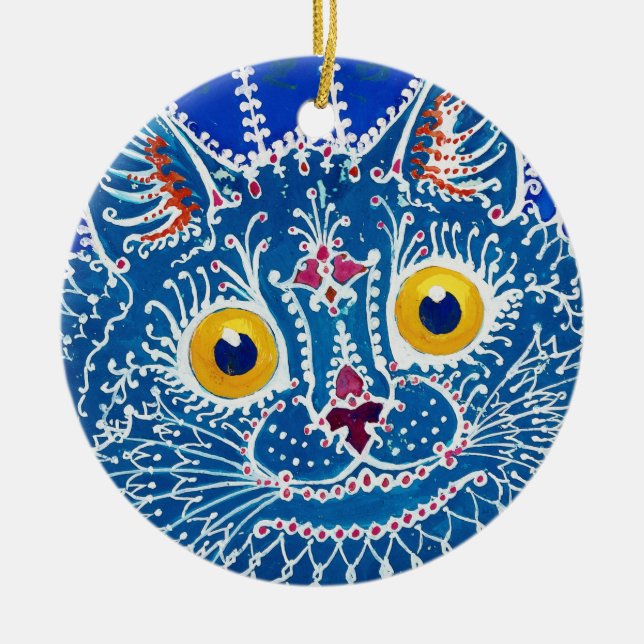 Kat i Gothic Stil, Louis Wain Julgransprydnad Keramik (Framsidan)