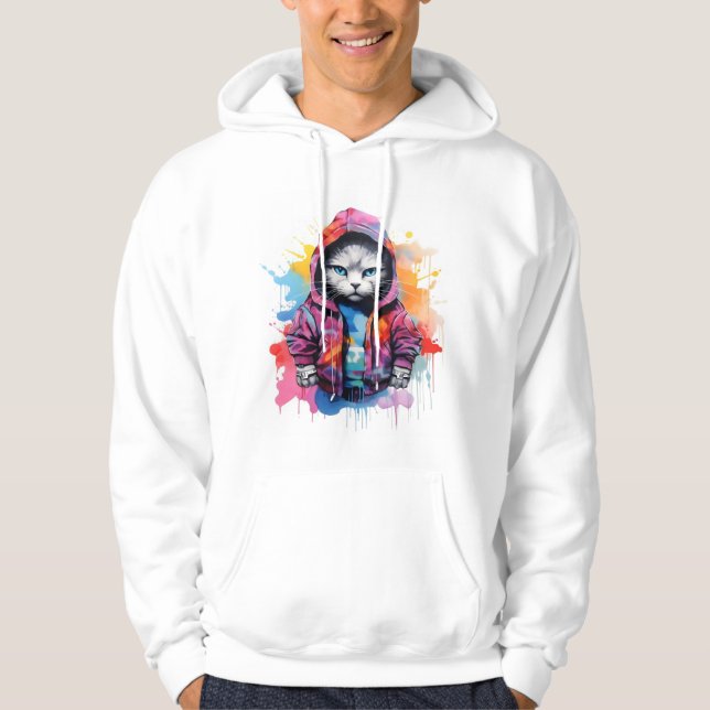 Kat i Hoodie Colorful Graffiti (Framsida)