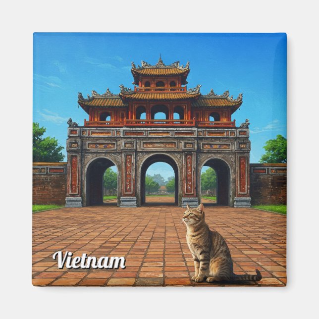 Kat i Hue Imperial City Vietnam Travel Magnet (Framsidan)