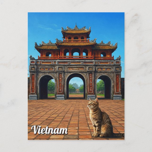 Kat i Hue Imperial City Vietnam Travel Vykort (Framsida)
