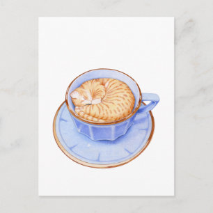 Kat i kaffe vykort