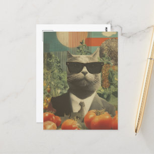 Kat i Kostym i Tomato Garden Vykort