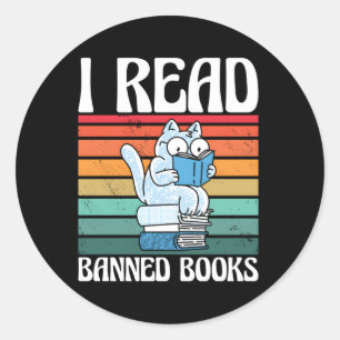 Kat I Läser Bannade Bokar bokmaskar som läser Bok Runt Klistermärke