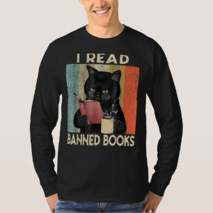 Kat I Läser Bannade Bokar bokmaskar som läser Bok T Shirt