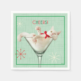 Kat i Martini-glas Pappersservett