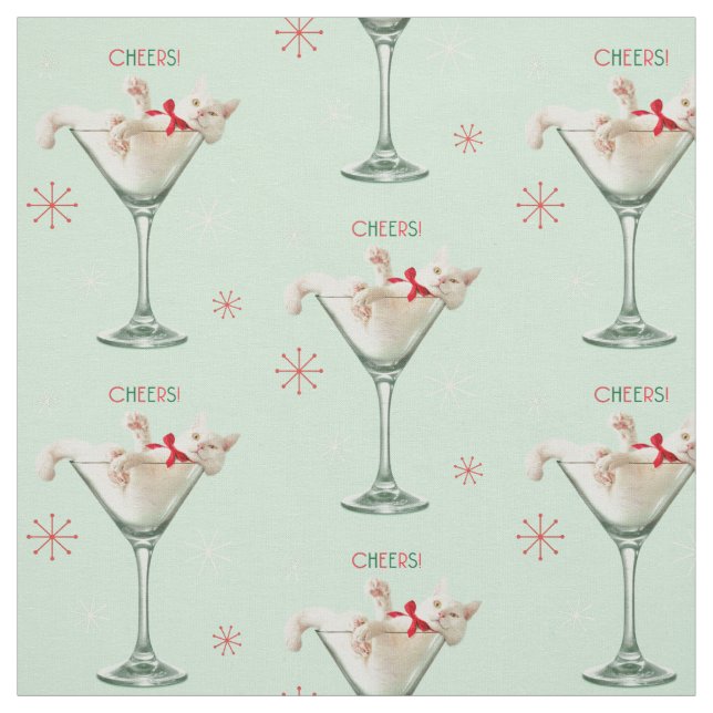 Kat i Martini-glas Tyg (Provkarta)