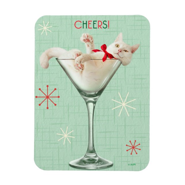 Kat i Martini Glass Magnet (Vertikal)