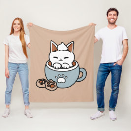 Kat i Mugg Helgdag Design - Katt och kakao Fleecefilt