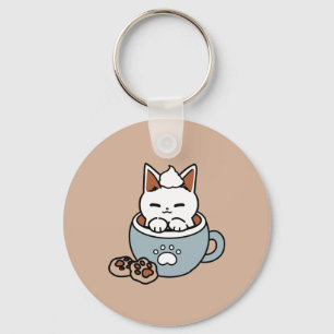 Kat i Mugg Helgdag Design - Katt och kakao Nyckelring