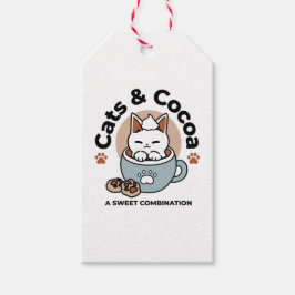 Kat i Mugg Helgdag Design - Katt och kakao Presentetikett