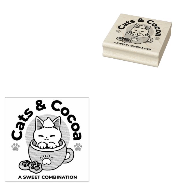 Kat i Mugg Helgdag Design - Katt och kakao Stämpel (Stämplad)