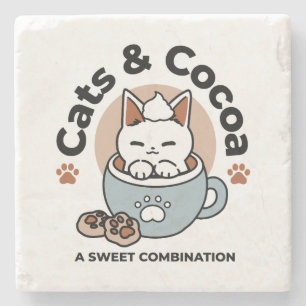 Kat i Mugg Helgdag Design - Katt och kakao Stenunderlägg