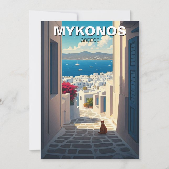 Kat i Mykonos Greece Cyclades Travel Julkort (Framsida)