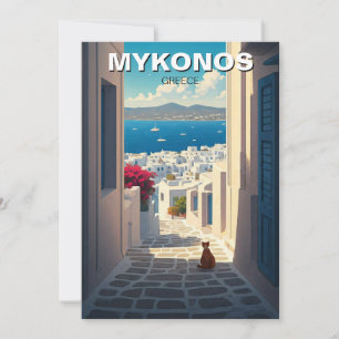 Kat i Mykonos Greece Cyclades Travel Julkort