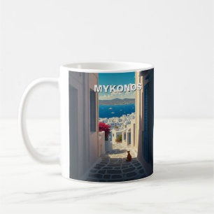 Kat i Mykonos Greece Cyclades Travel Kaffemugg