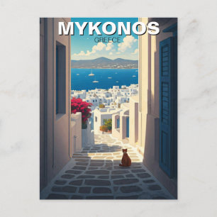 Kat i Mykonos Greece Cyclades Travel Vykort