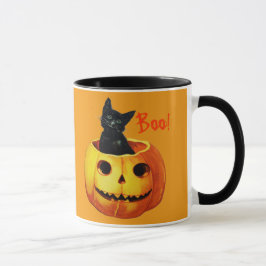 Kat i Pumpkin Vintage Halloween Coffee Mugg
