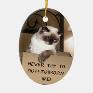 Kat i ruta julgransprydnad keramik