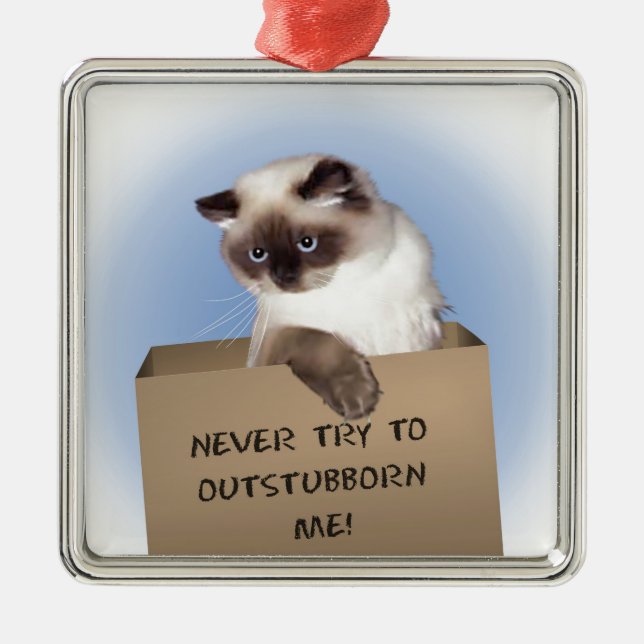 Kat i ruta julgransprydnad metall (Framsidan)