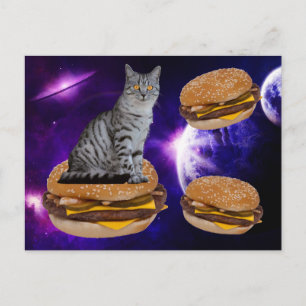 KAT I RYMDEN MED CHESEBURGERS POSTCARD VYKORT