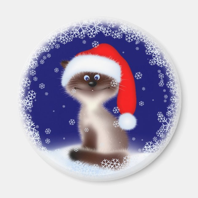 Kat i Santa Hat Magnet (Framsidan)