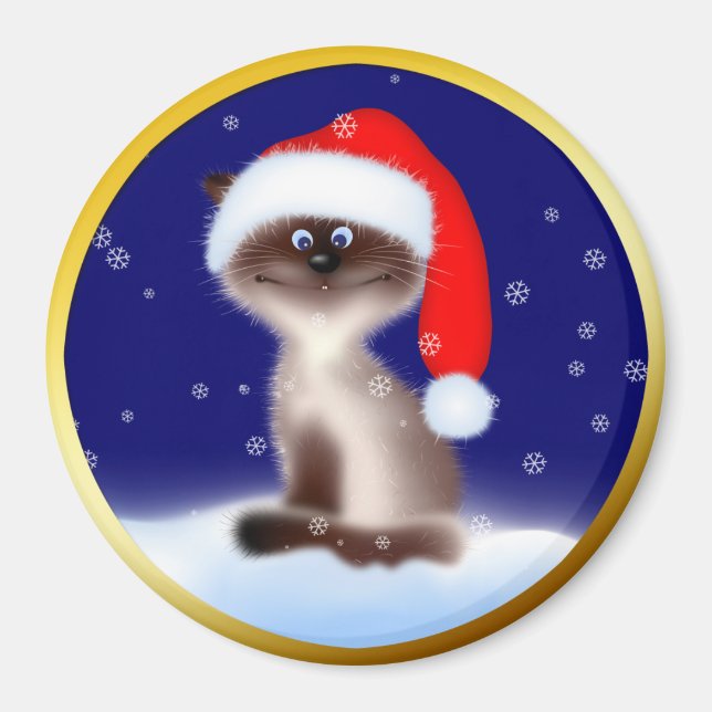 Kat i Santa Hat Magnet (Framsidan)
