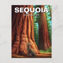 Kat i Sequoia nationalpark i Kalifornien Vykort
