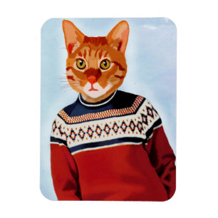 Kat i Ski Sweater Magnet