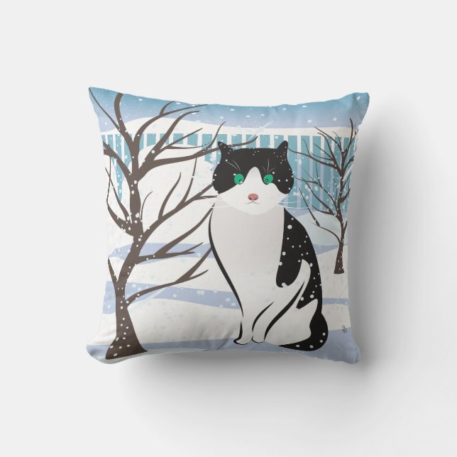 Kat i Snö (isse) Dekorativ kudde (Framsida)