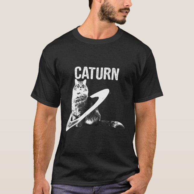 Kat i Space Caturing T Shirt (Framsida)