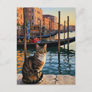 Kat i Venedigs Italien Travel Vykort