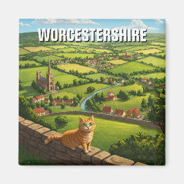 Kat i Worcestershire England Travel Magnet