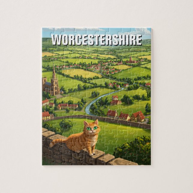 Kat i Worcestershire England Travel Pussel (Vertikal)