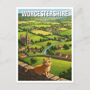 Kat i Worcestershire England Travel Vykort